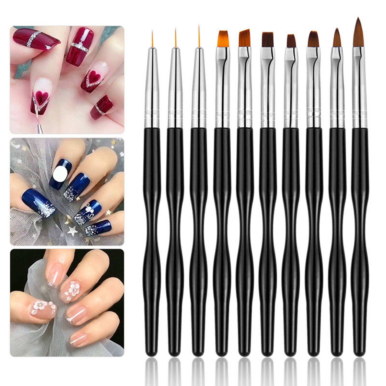 WNG Brushes Set 10Pcs Design Pen Painting Tools with Nail Extension Gel  Brush Gel Nail Brush Liner Brush for Nail Salon 
